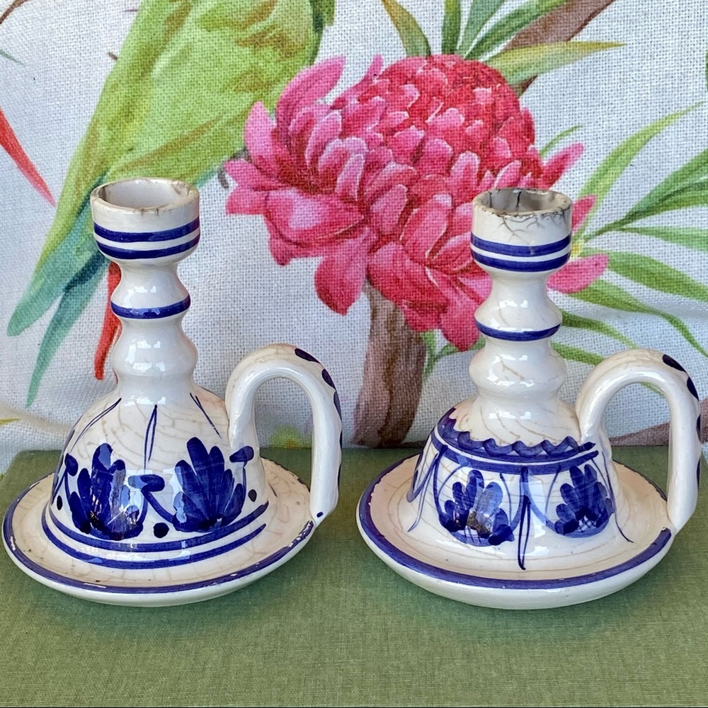 Vintage Spanish Candle Holders Traditional Ceramic